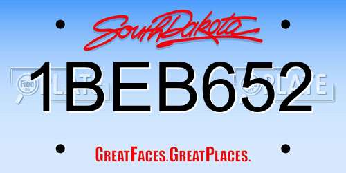 1BEB652 South Dakota License Plate