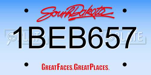 1BEB657 South Dakota License Plate