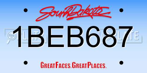 1BEB687 South Dakota License Plate