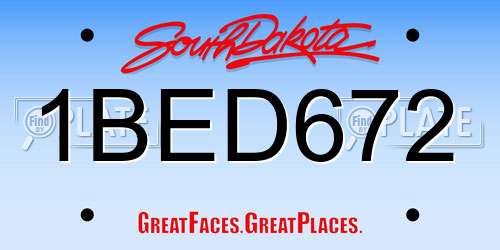 1BED672 South Dakota License Plate