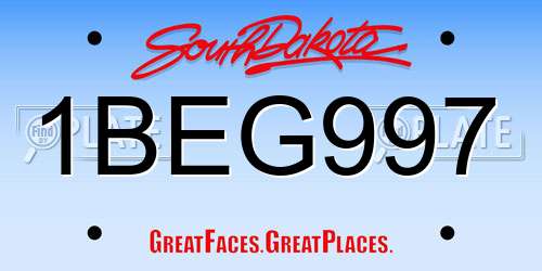 1BEG997 South Dakota License Plate