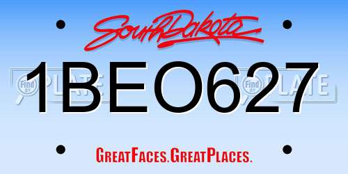 1BEO627 South Dakota License Plate