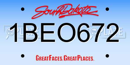 1BEO672 South Dakota License Plate