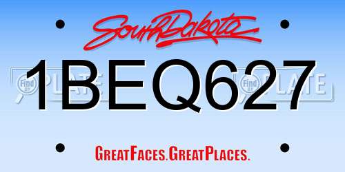 1BEQ627 South Dakota License Plate