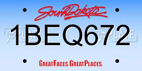 1BEQ672 South Dakota License Plate