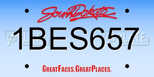 1BES657 South Dakota License Plate