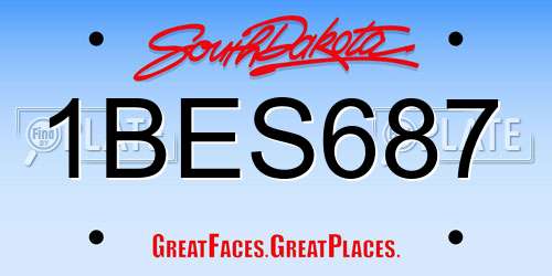 1BES687 South Dakota License Plate