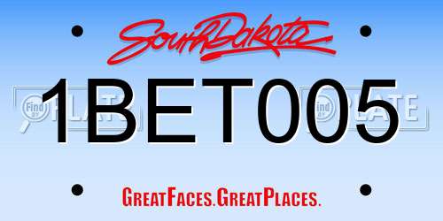 1BET005 South Dakota License Plate