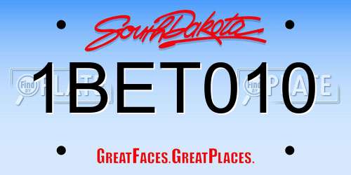 1BET010 South Dakota License Plate