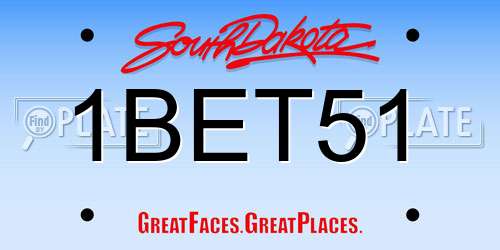 1BET51 South Dakota License Plate