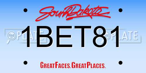 1BET81 South Dakota License Plate