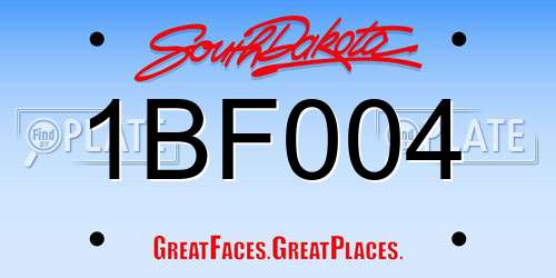 1BF004 South Dakota License Plate