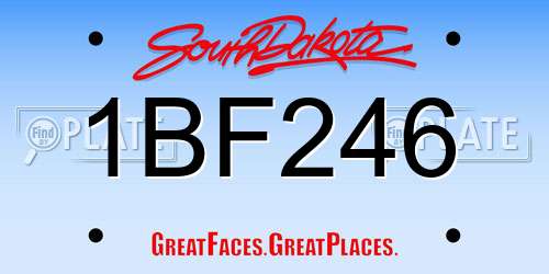 1BF246 South Dakota License Plate