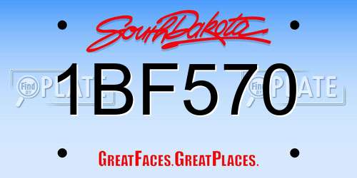 1BF570 South Dakota License Plate