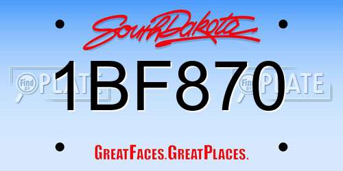 1BF870 South Dakota License Plate