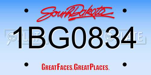 1BG0834 South Dakota License Plate