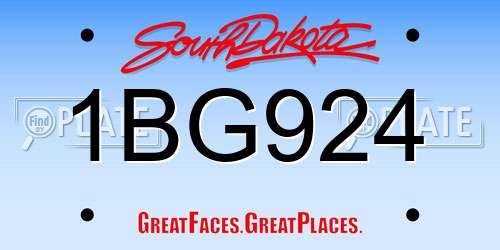 1BG924 South Dakota License Plate
