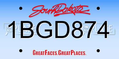 1BGD874 South Dakota License Plate