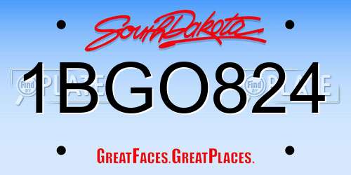 1BGO824 South Dakota License Plate