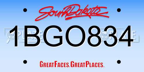 1BGO834 South Dakota License Plate