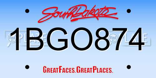 1BGO874 South Dakota License Plate