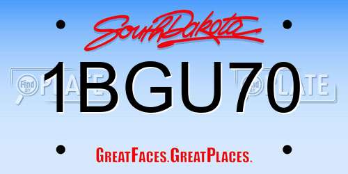 1BGU70 South Dakota License Plate