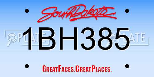 1BH385 South Dakota License Plate