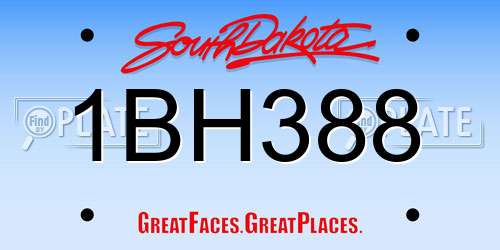 1BH388 South Dakota License Plate
