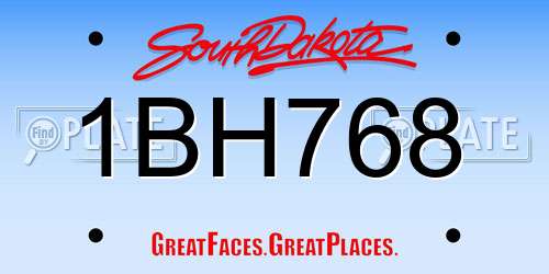 1BH768 South Dakota License Plate