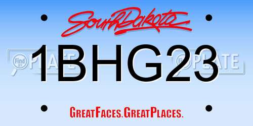 1BHG23 South Dakota License Plate