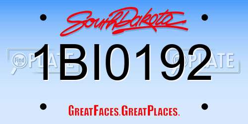 1BI0192 South Dakota License Plate