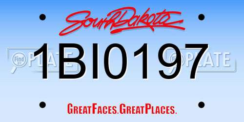 1BI0197 South Dakota License Plate
