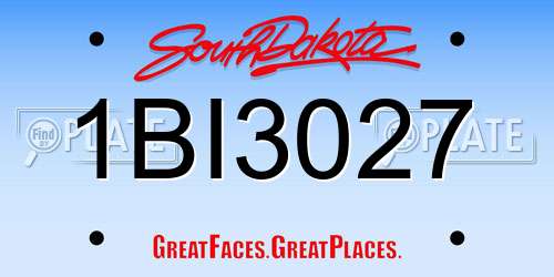 1BI3027 South Dakota License Plate