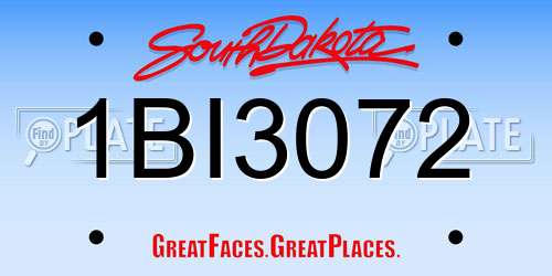 1BI3072 South Dakota License Plate