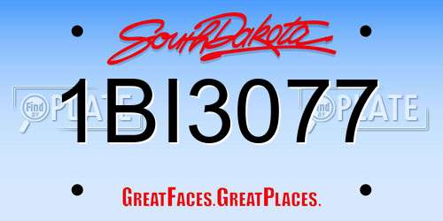 1BI3077 South Dakota License Plate