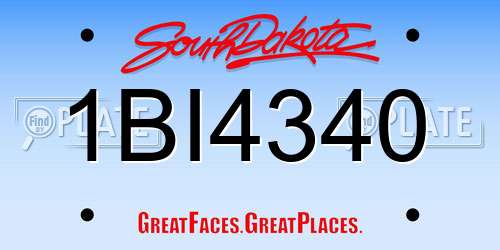 1BI4340 South Dakota License Plate