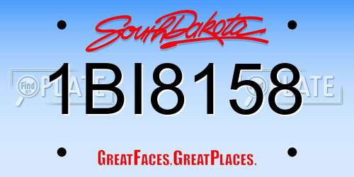 1BI8158 South Dakota License Plate