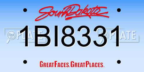1BI8331 South Dakota License Plate