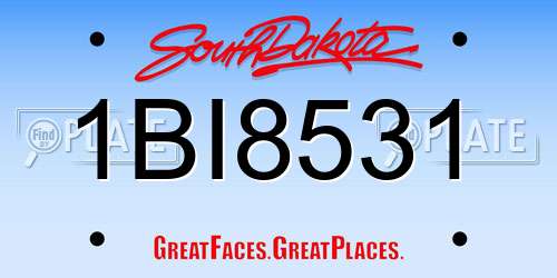 1BI8531 South Dakota License Plate