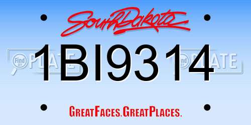 1BI9314 South Dakota License Plate