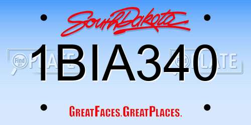 1BIA340 South Dakota License Plate
