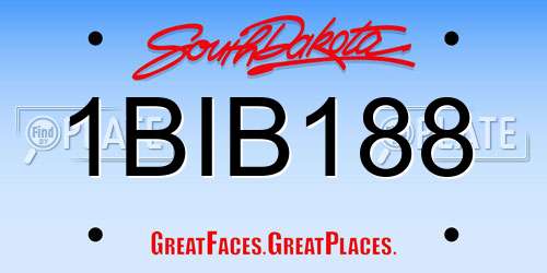 1BIB188 South Dakota License Plate