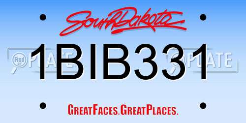 1BIB331 South Dakota License Plate