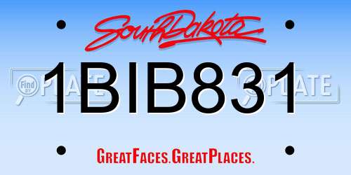 1BIB831 South Dakota License Plate