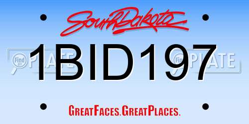 1BID197 South Dakota License Plate