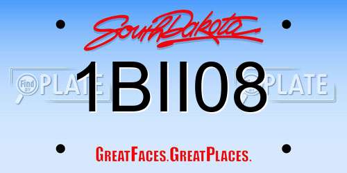 1BII08 South Dakota License Plate