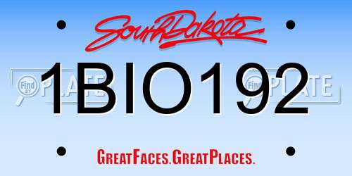 1BIO192 South Dakota License Plate