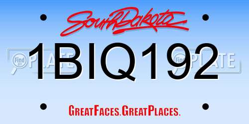 1BIQ192 South Dakota License Plate