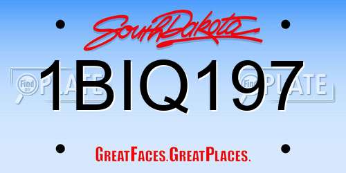 1BIQ197 South Dakota License Plate