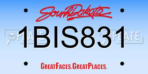 1BIS831 South Dakota License Plate